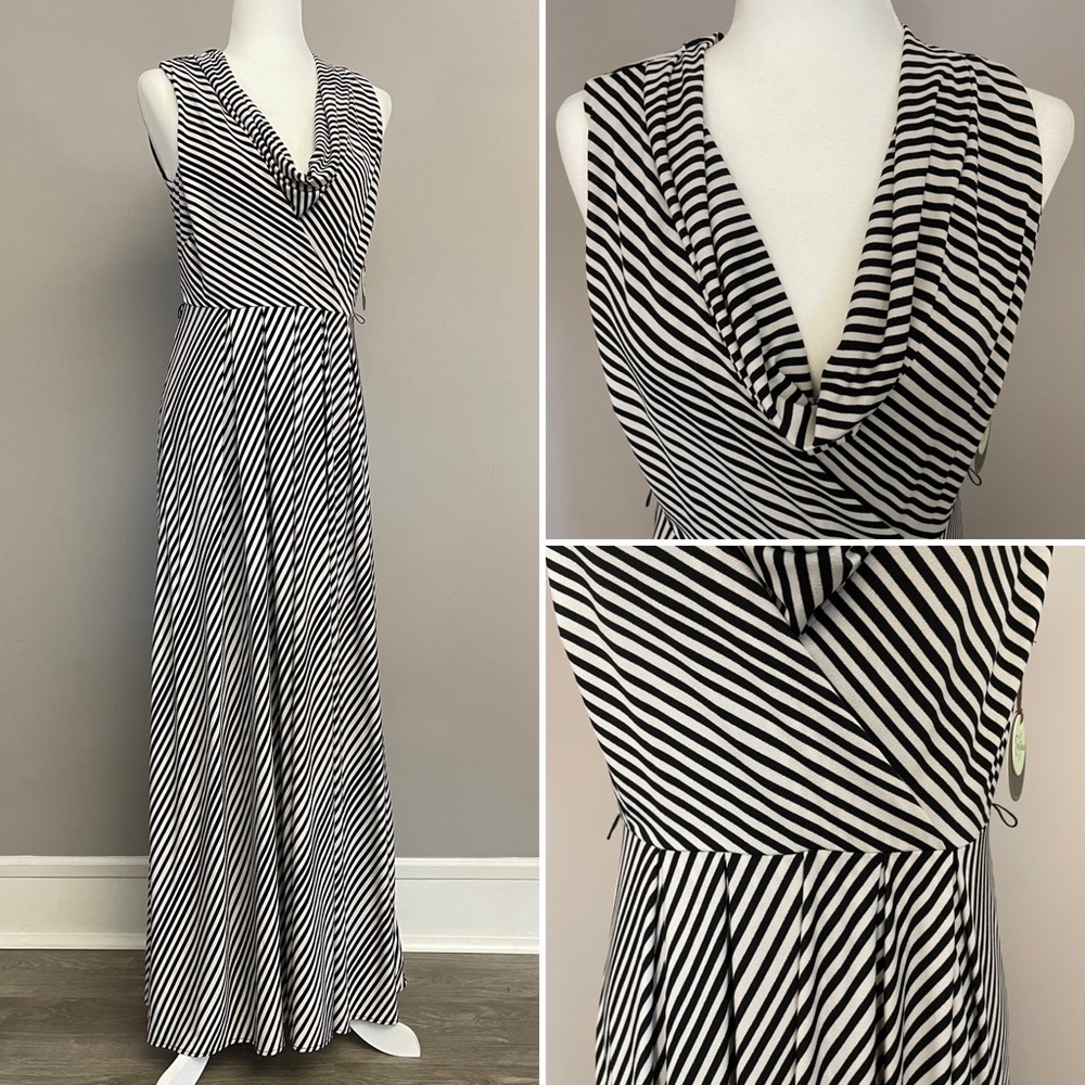 NWT Eva Franco Anthropologie Black & White Sleeveless Maxi Dress Size 4